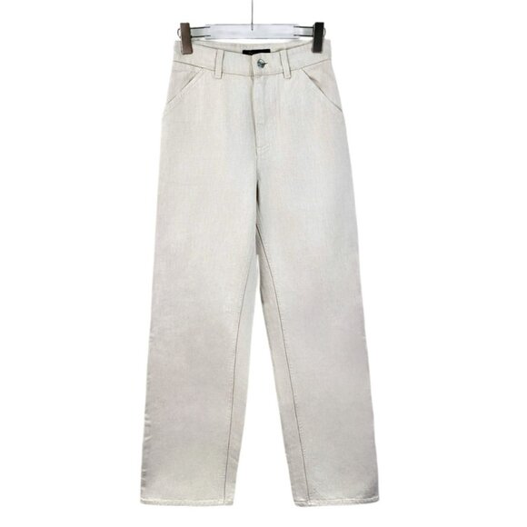 Loro Piana White Wide-Leg Cotton Denim Pants Size 38 S Made In Italy With Logo L - Picture 1 of 7